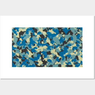 Camouflage Teal Turquoise Posters and Art